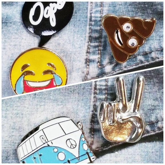 Kool Konnections Enamel Pins Emojis 5 PC Set NEW - Picture 8 of 8